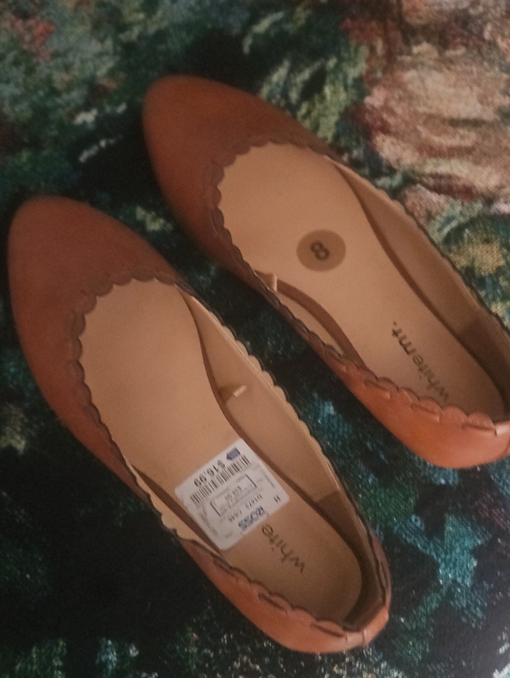 White Mt. Women's Scalloped Brown Slip-On Flats